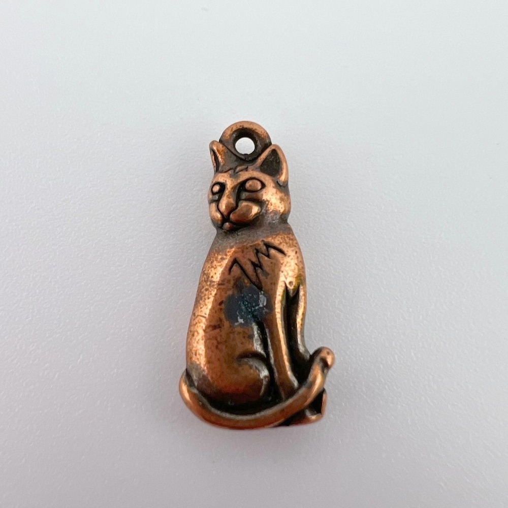 Copper Tone Cat Pendant Sitting Cat Charm Jewelry Making